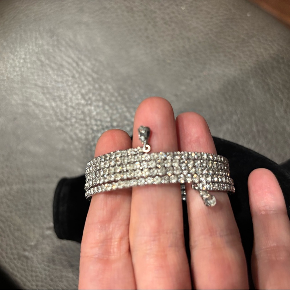 Swarovski element crystal Spiral Bracelet Silver Bangle Bracelet Lux…
